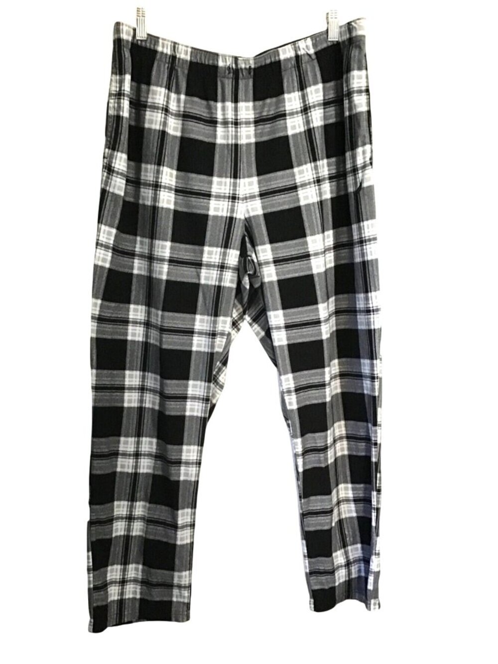 NAUTICA- MENS BLACK/WHITE PLAID ELASTIC WAIST PAJAMA PANTS BOTTOMS SIZE LARGE